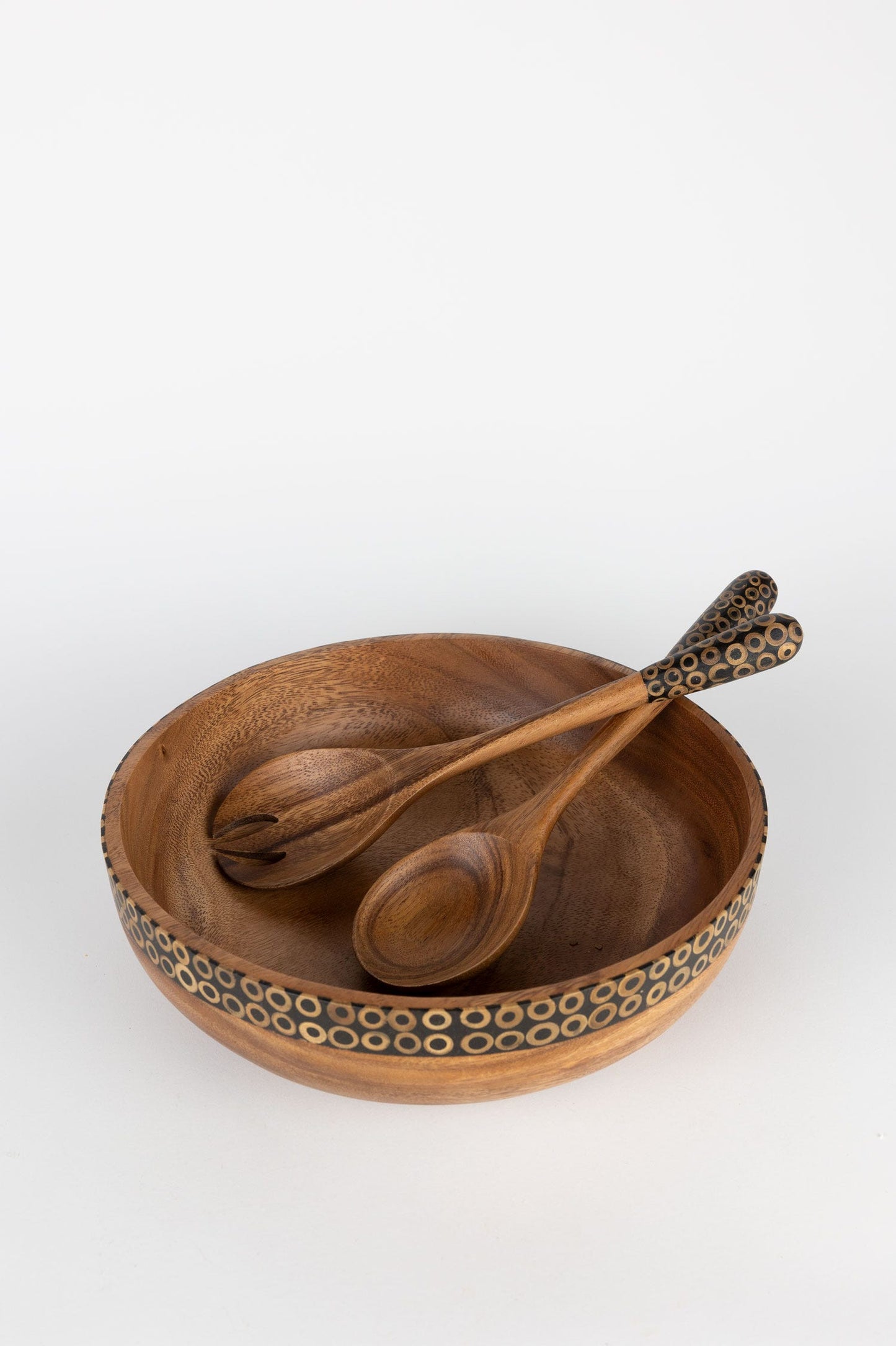 Salad servers inlay hndls s/2 suar/bb 12L brn/nat