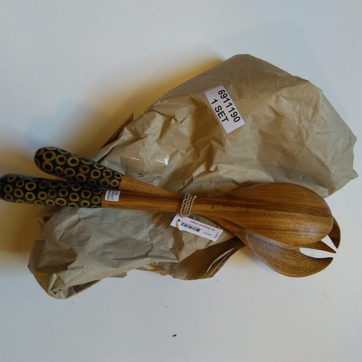 Salad servers inlay hndls s/2 suar/bb 12L brn/nat