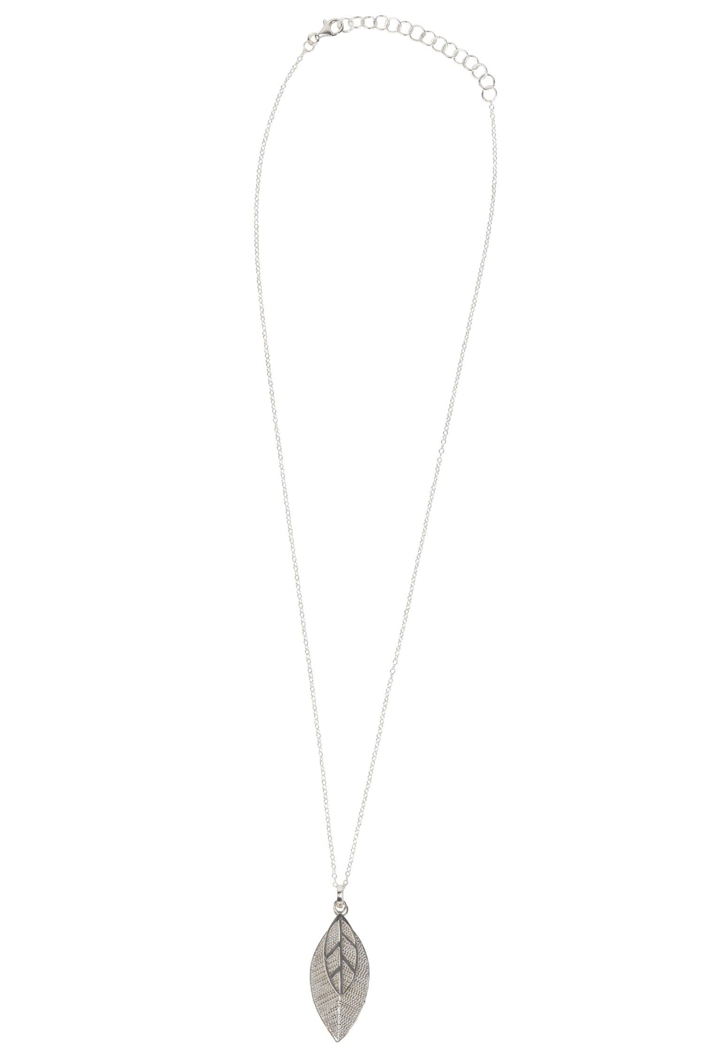 Necklace layered leaves filigree strlg 19L silv