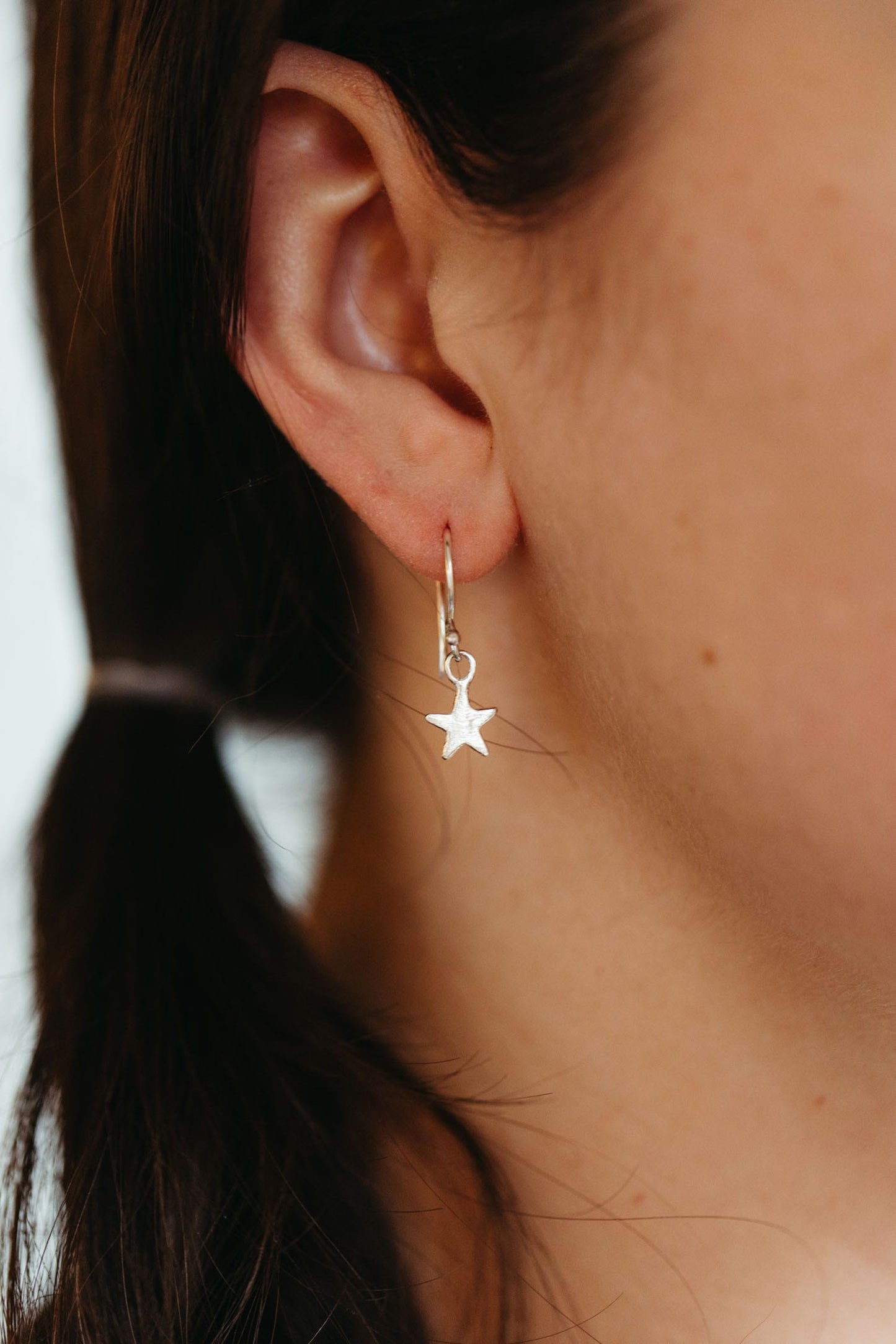 Earrings shooting stars brushed sterling 1L silv