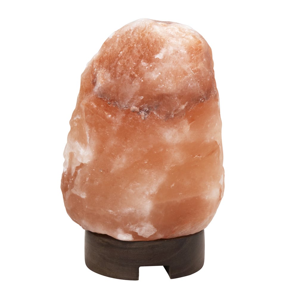 Lamp salt crystal/wd 8H pch/brn