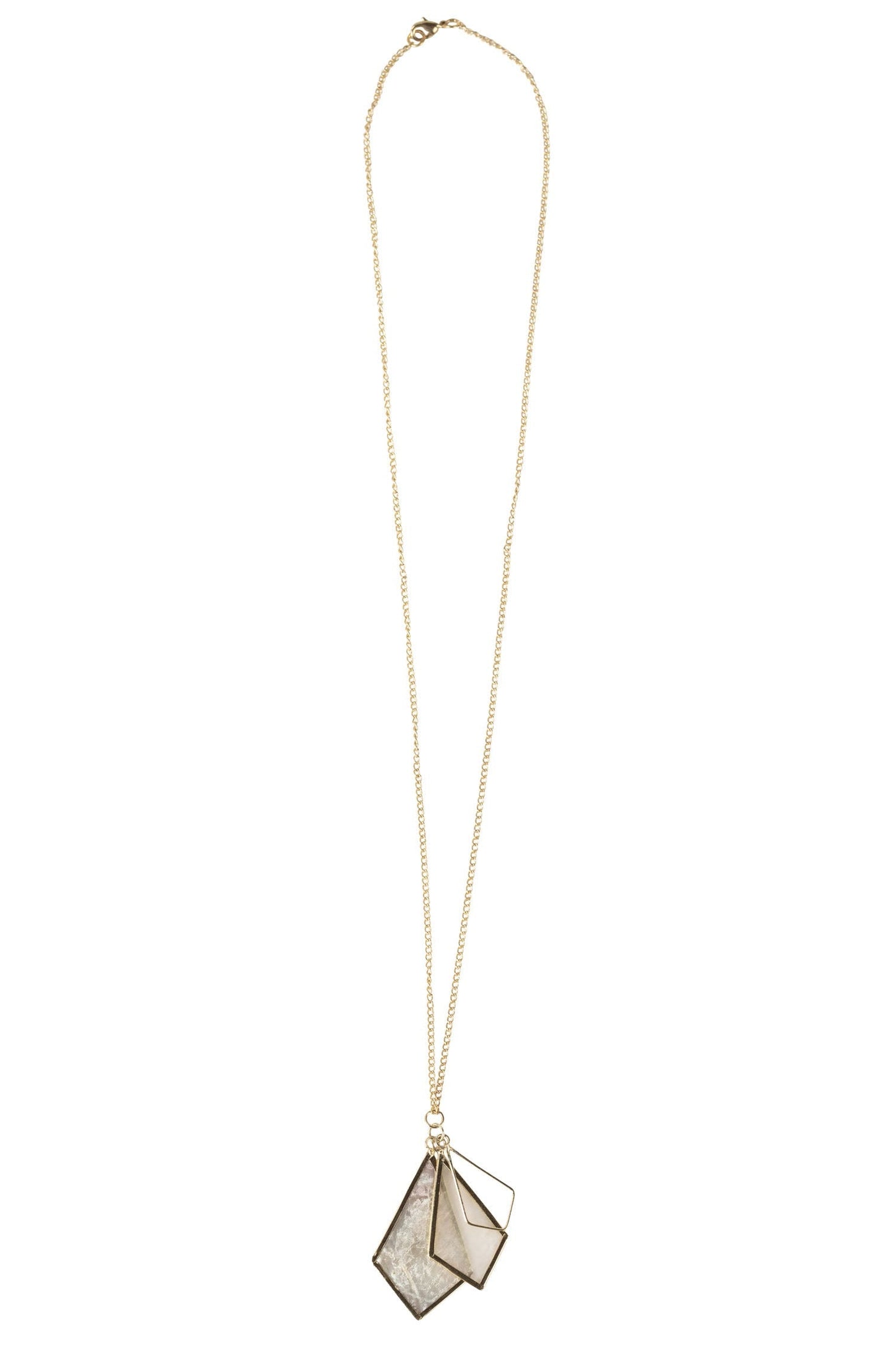 Necklace layered diamonds capiz/metal 28L crm/gld