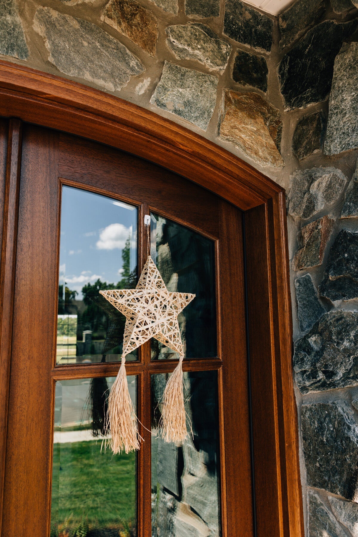 Parol L 3D star w/tassels raffia/wr 13Lx3Wx21H nat