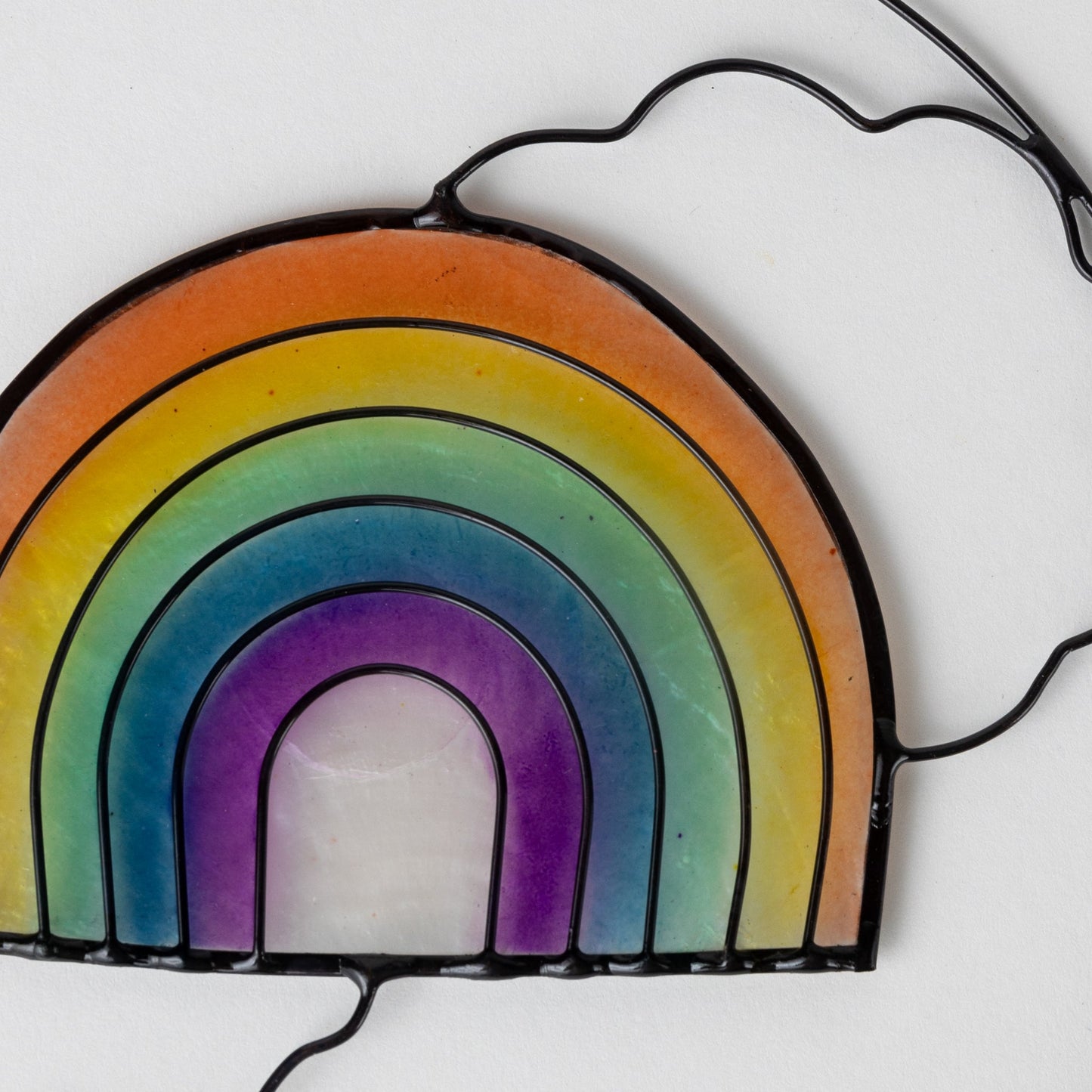 Suncatcher rainbow capiz/mtl 4.75D multi/blk