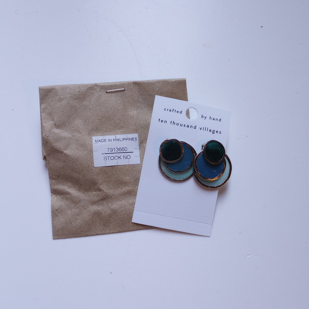 Earrings convertible 3 disc capiz 1L blu/grn