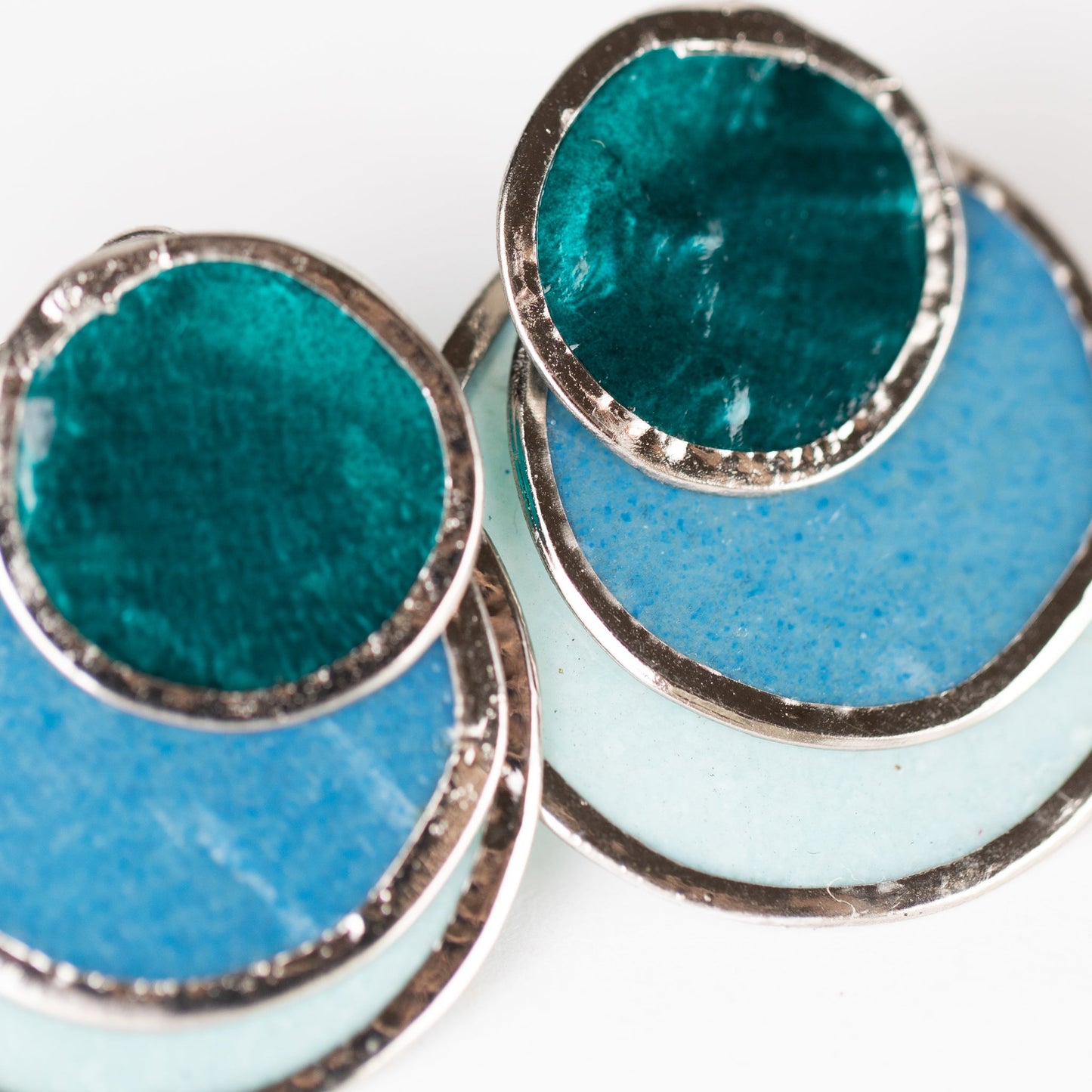 Earrings convertible 3 disc capiz 1L blu/grn