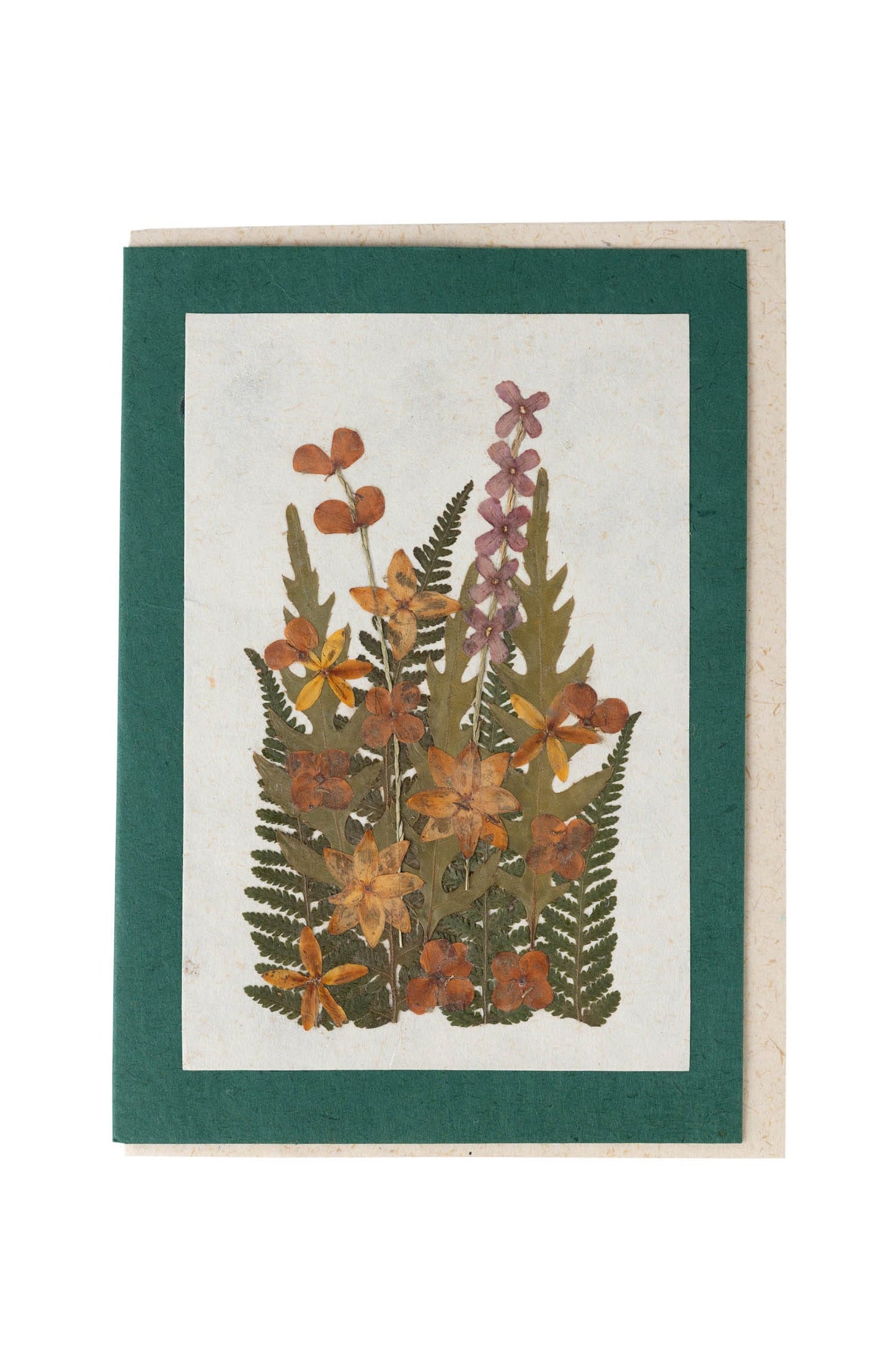 Card secret garden M/3 paper/flwr 5x7 grn/orng/yel