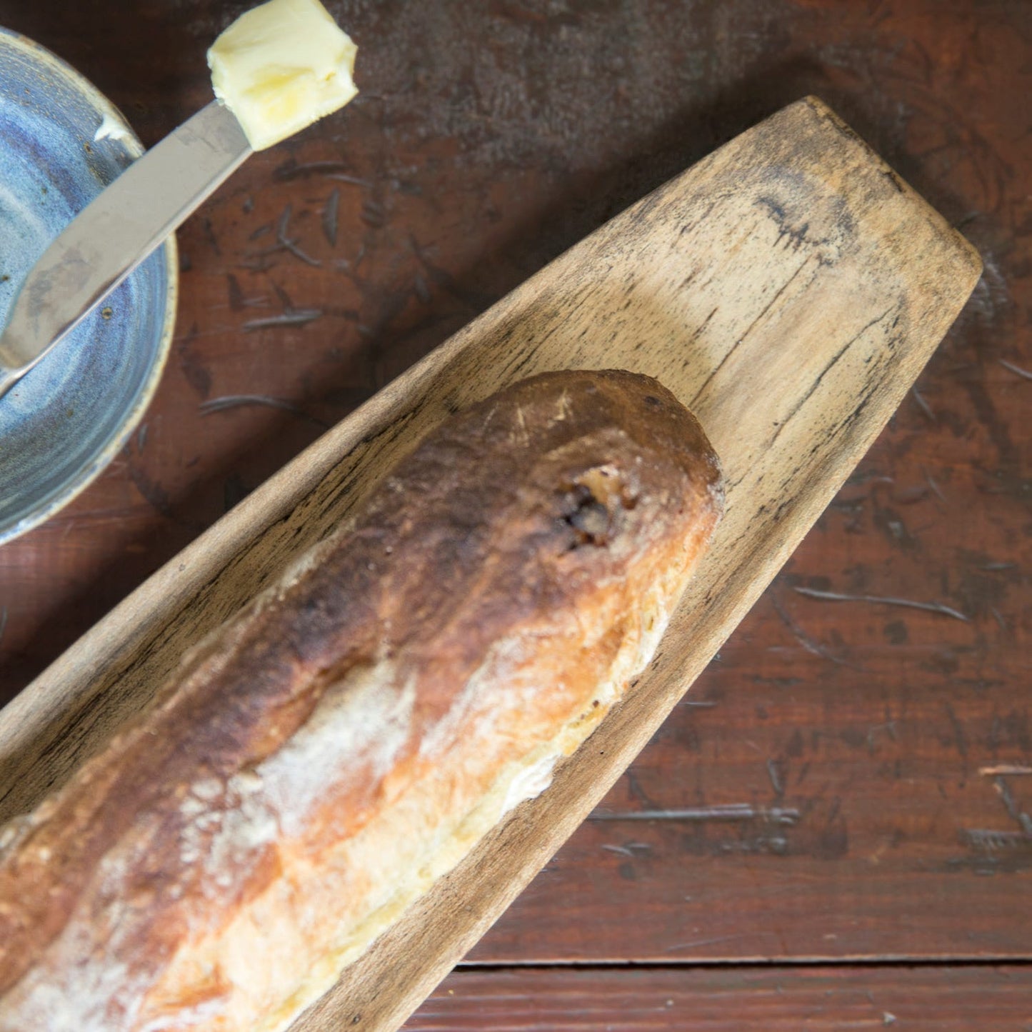 Tray f/bread wood 23Lx5 natural