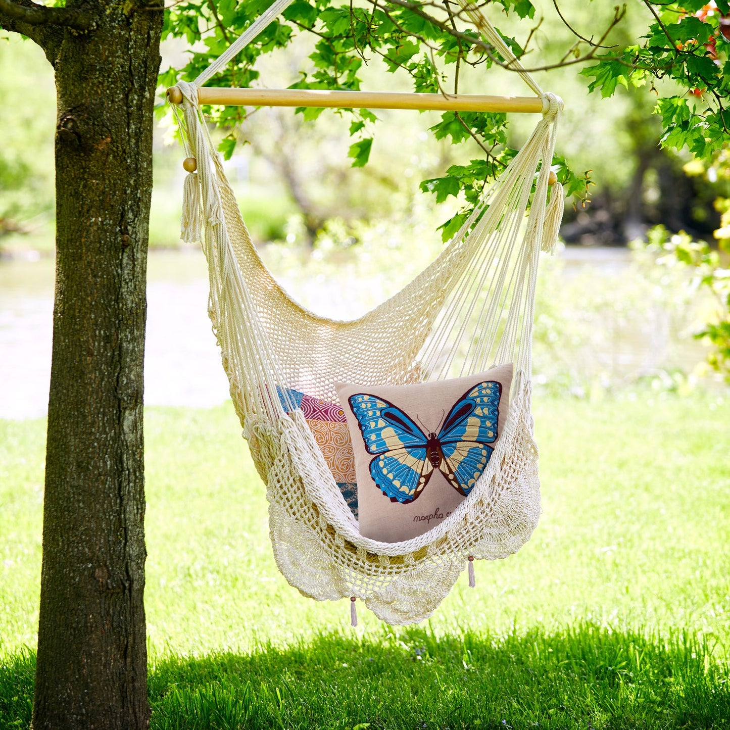 Hammock chair cttn/wd 39W crm