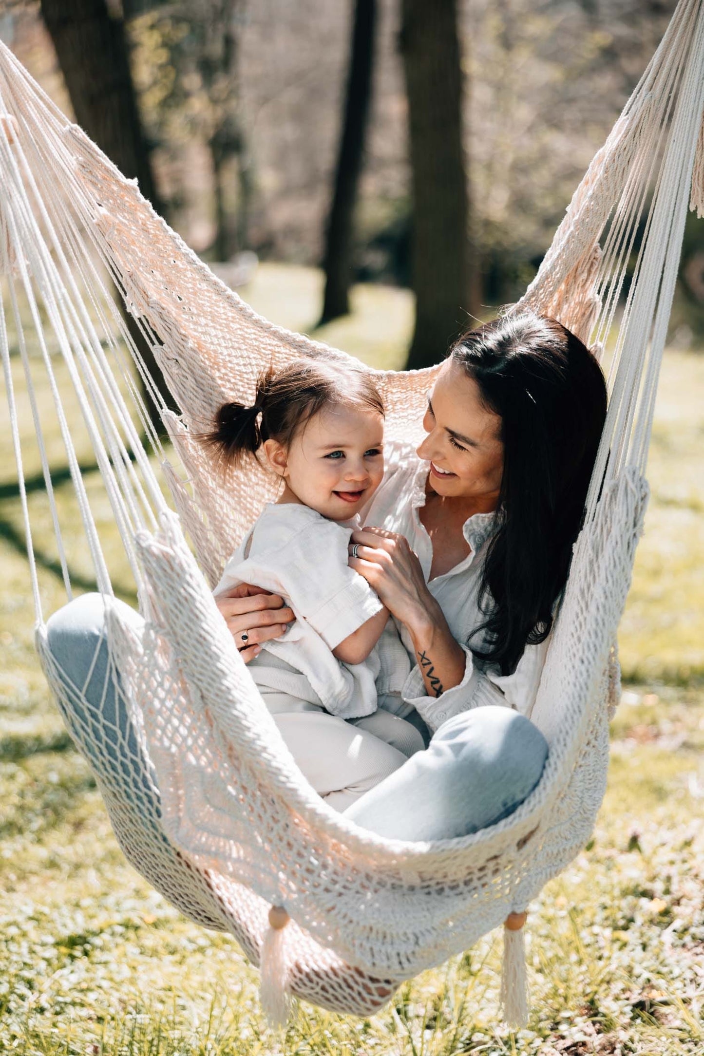 Hammock chair cttn/wd 39W crm