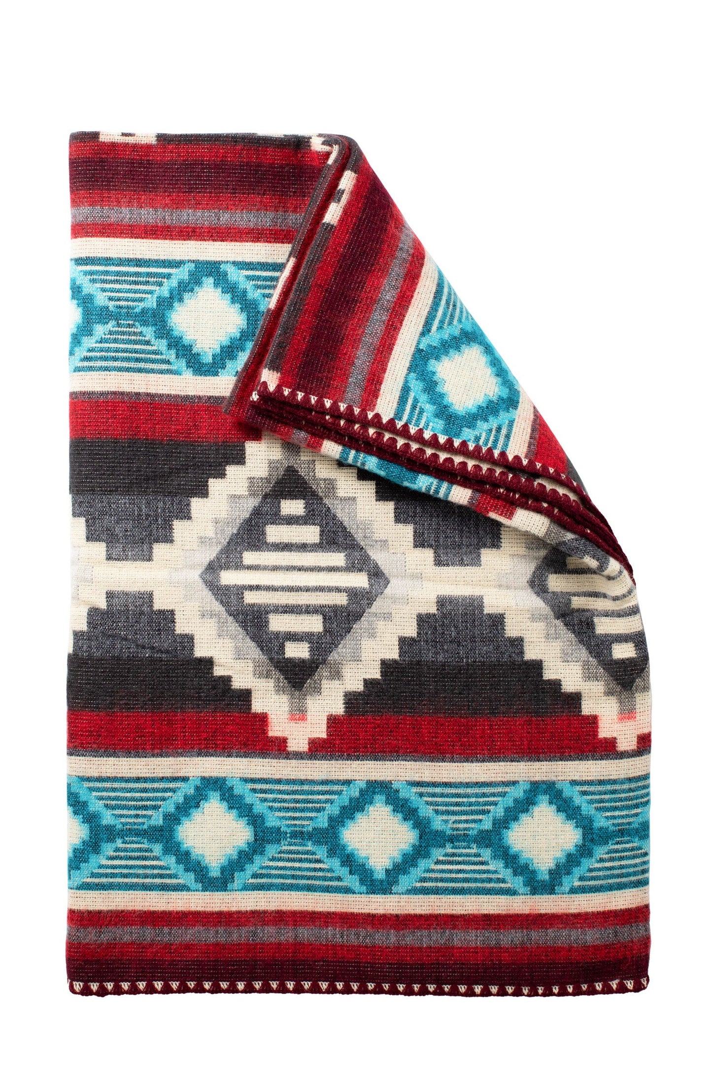 Throw tribal pattern acrylic/wool 52x68 gray/rust