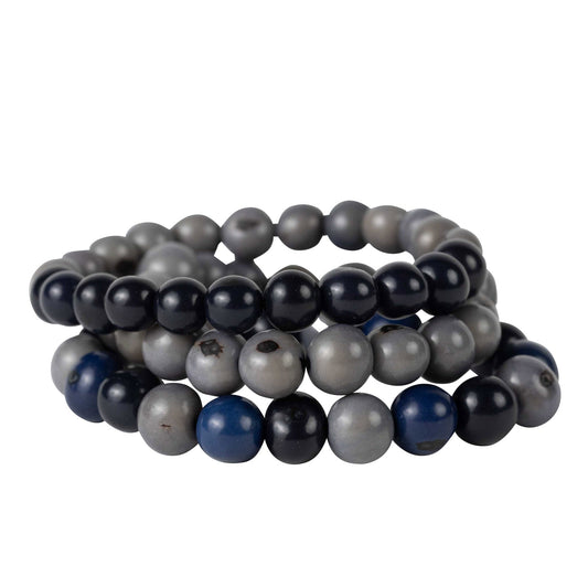 Bracelet set/3 stretchy acai blues