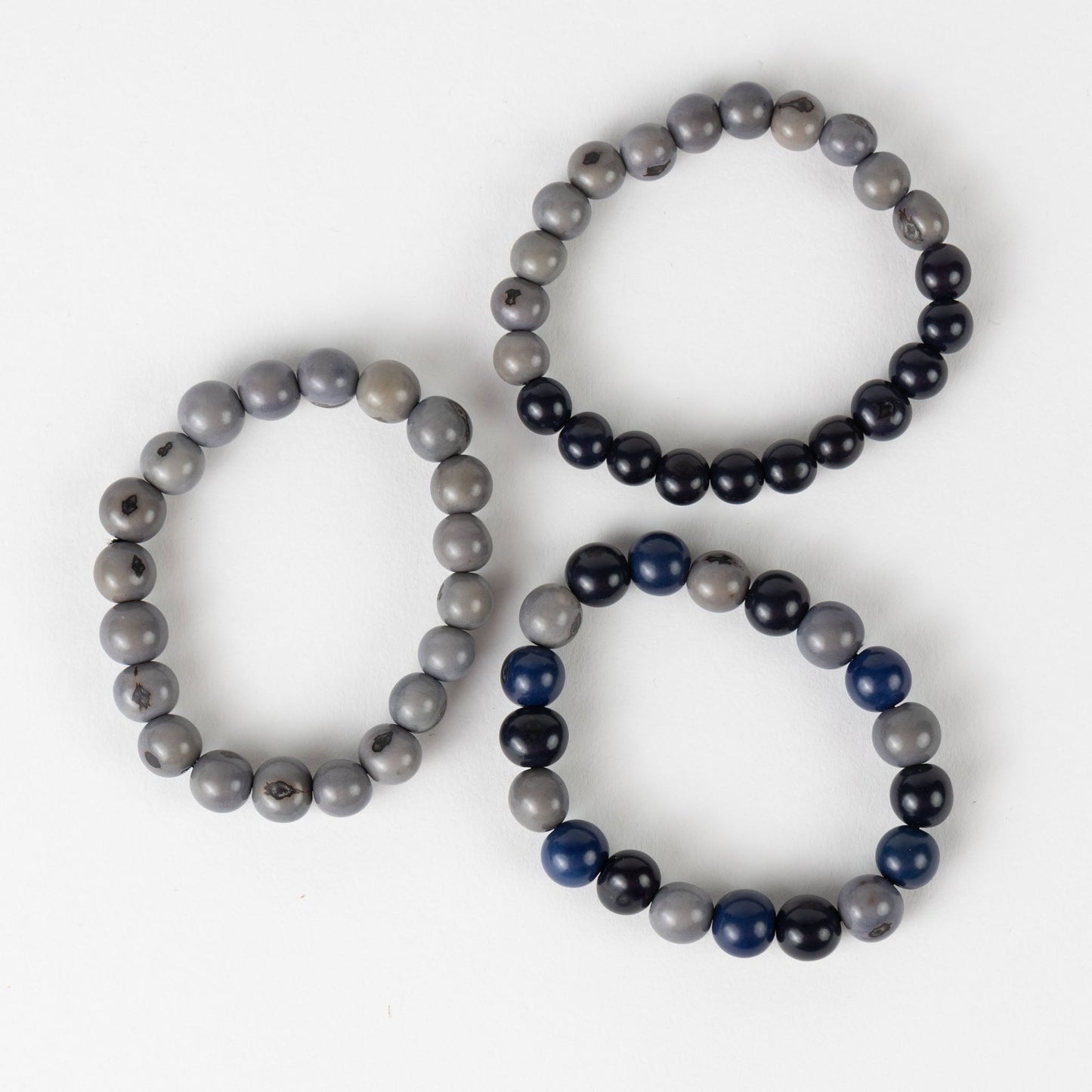 Bracelet set/3 stretchy acai blues