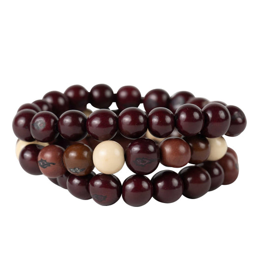 Bracelet set/3 stretchy acai browns