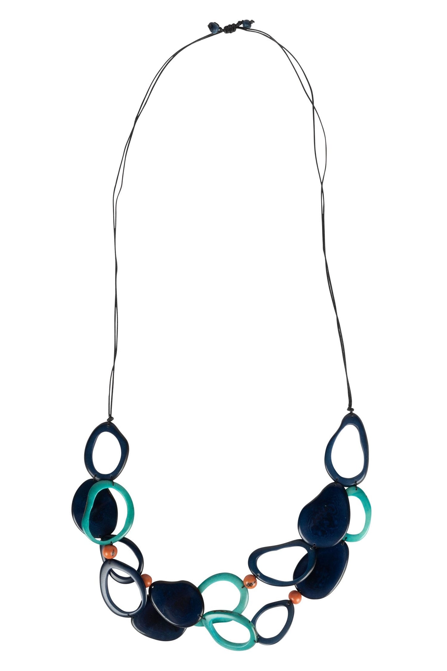 Necklace calypso multi layers tagua/cttn blu/coral