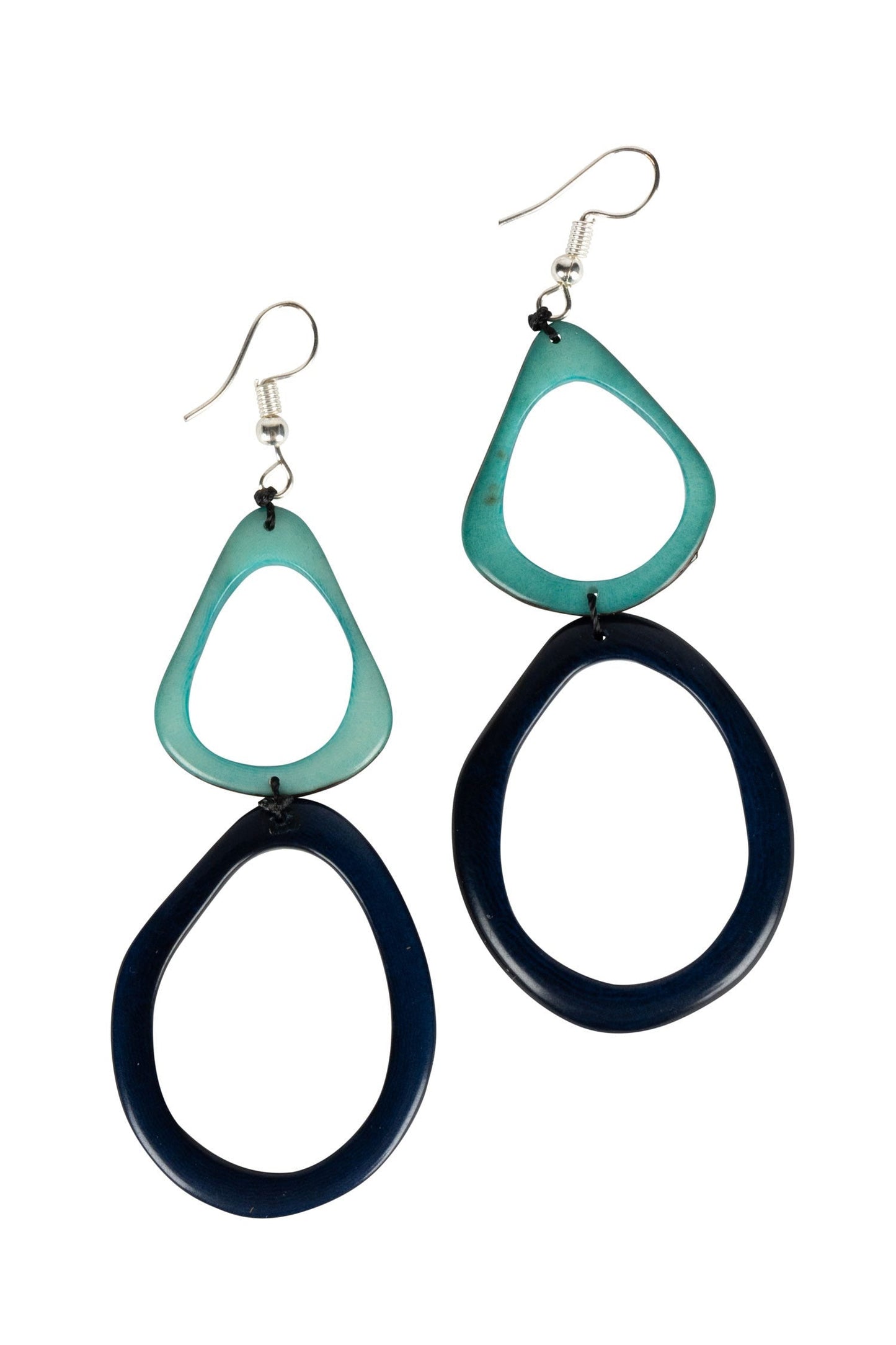 Earrings linked open slices tagua 3.25L blu/teal