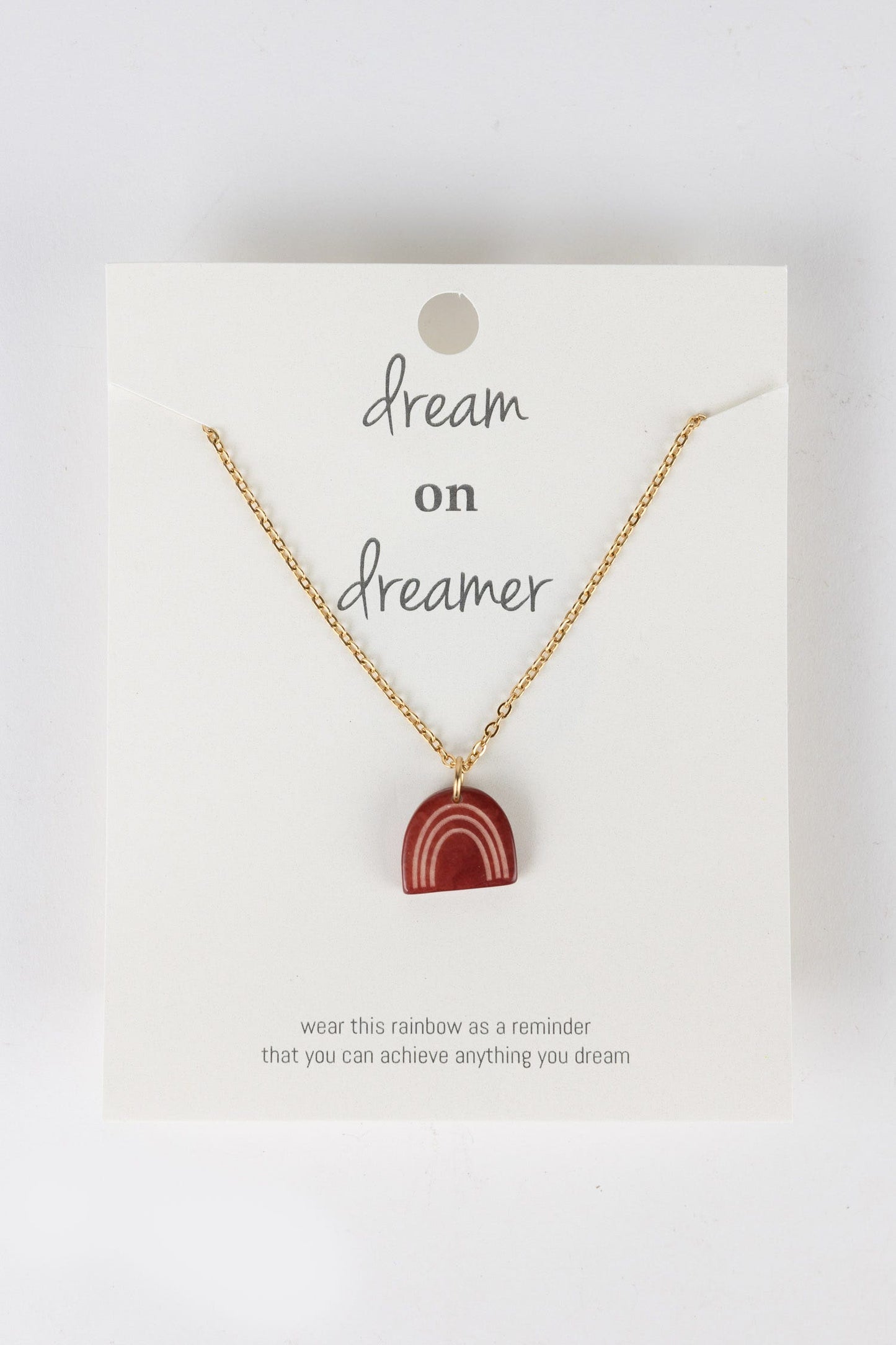 Necklace rainbow dream pend tagua 16L rust/gold