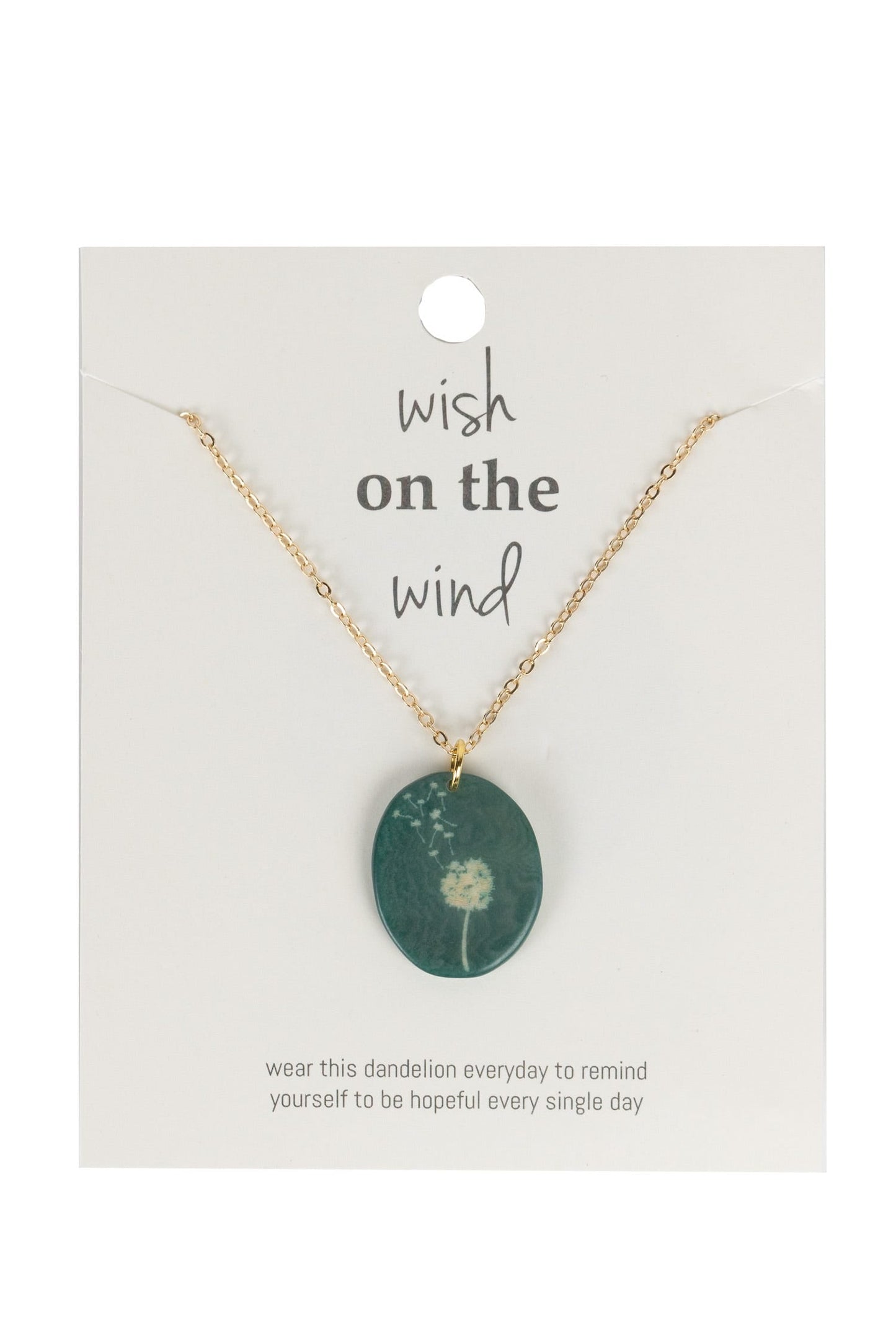 Necklace wishes dandelion etched tagua 17L sage