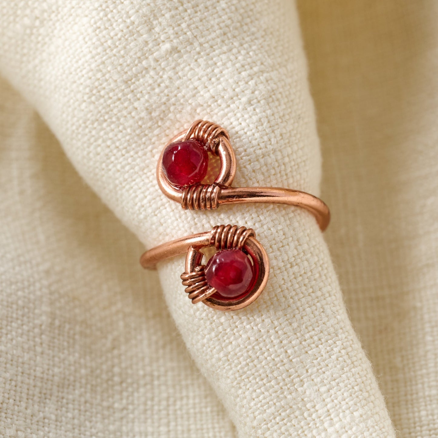 Ring wrap copper/agate adj copper/red