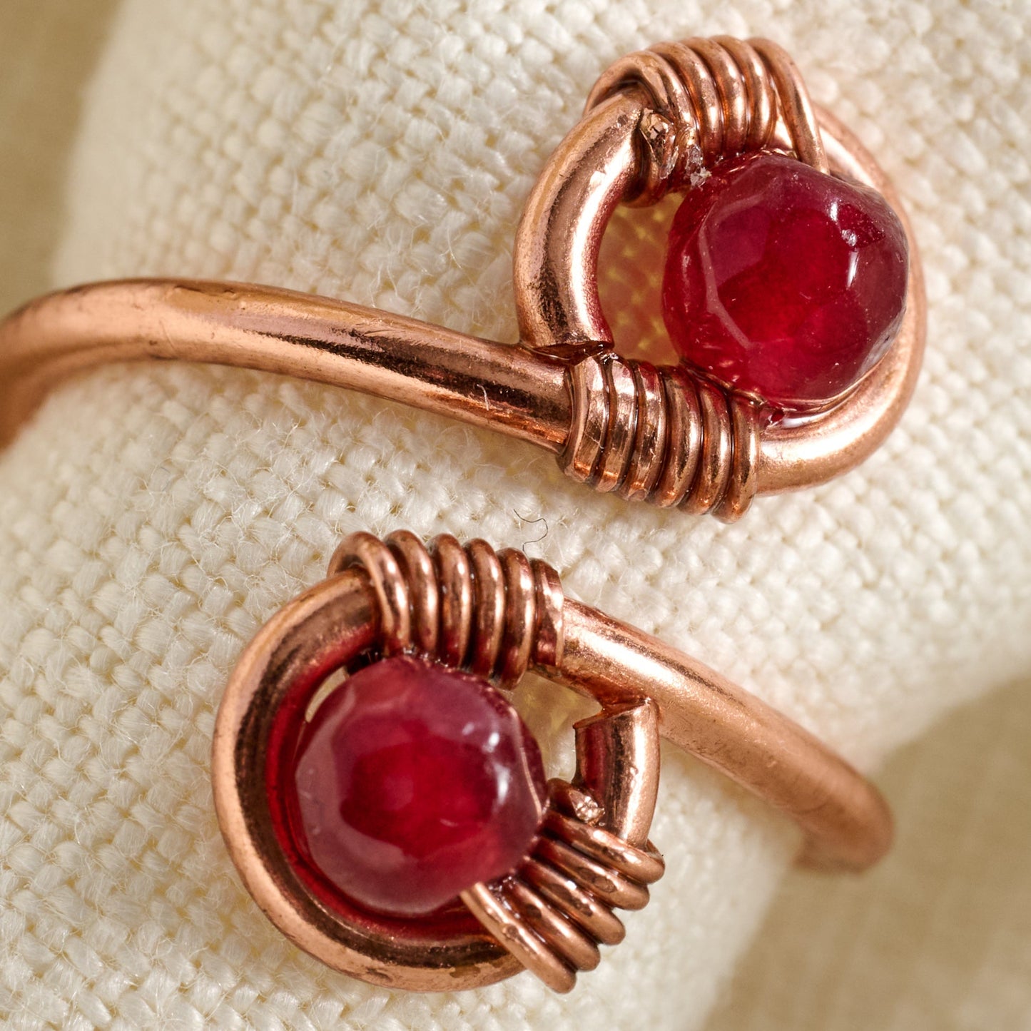 Ring wrap copper/agate adj copper/red