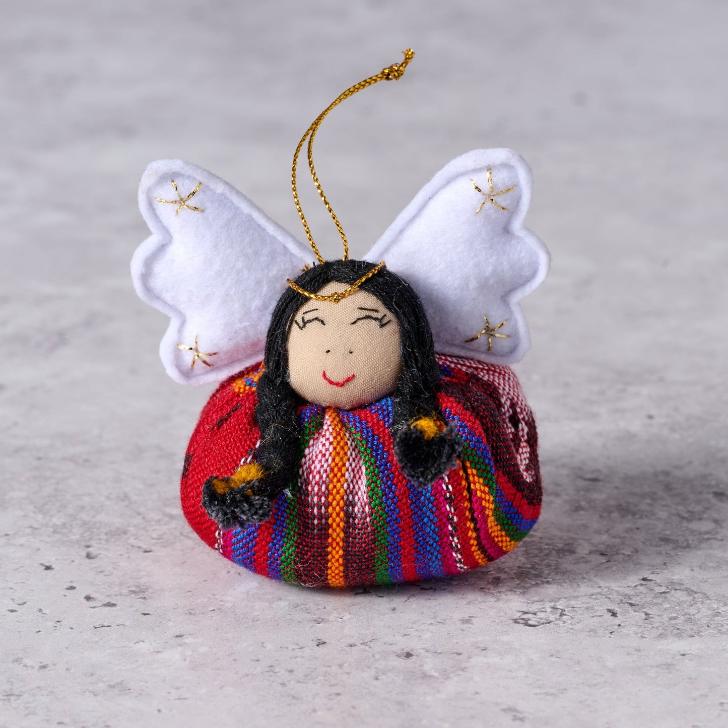 Ornament round angel M/2 cotton 3D red/white