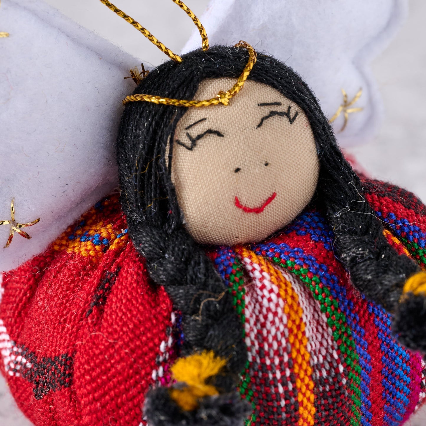 Ornament round angel M/2 cotton 3D red/white