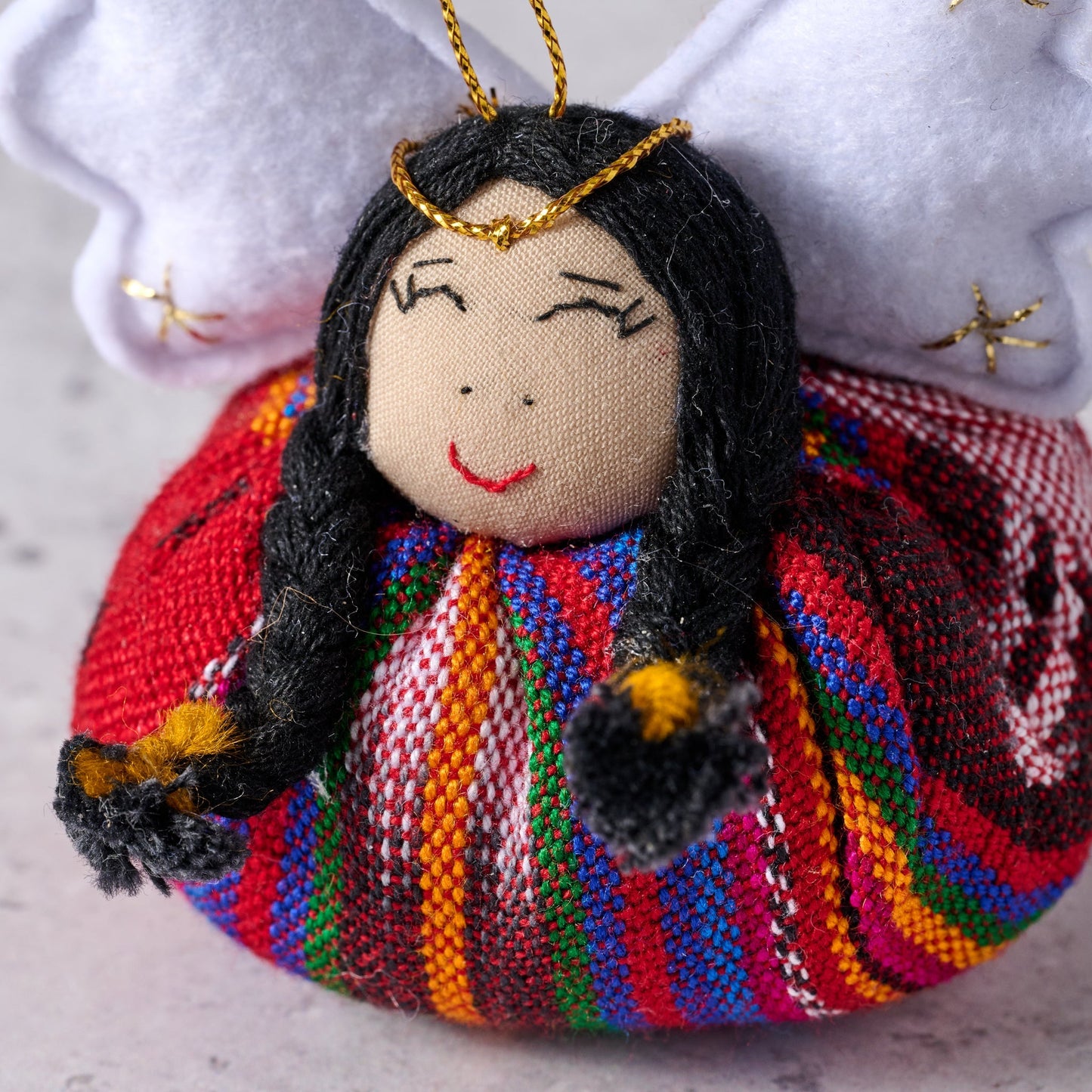 Ornament round angel M/2 cotton 3D red/white