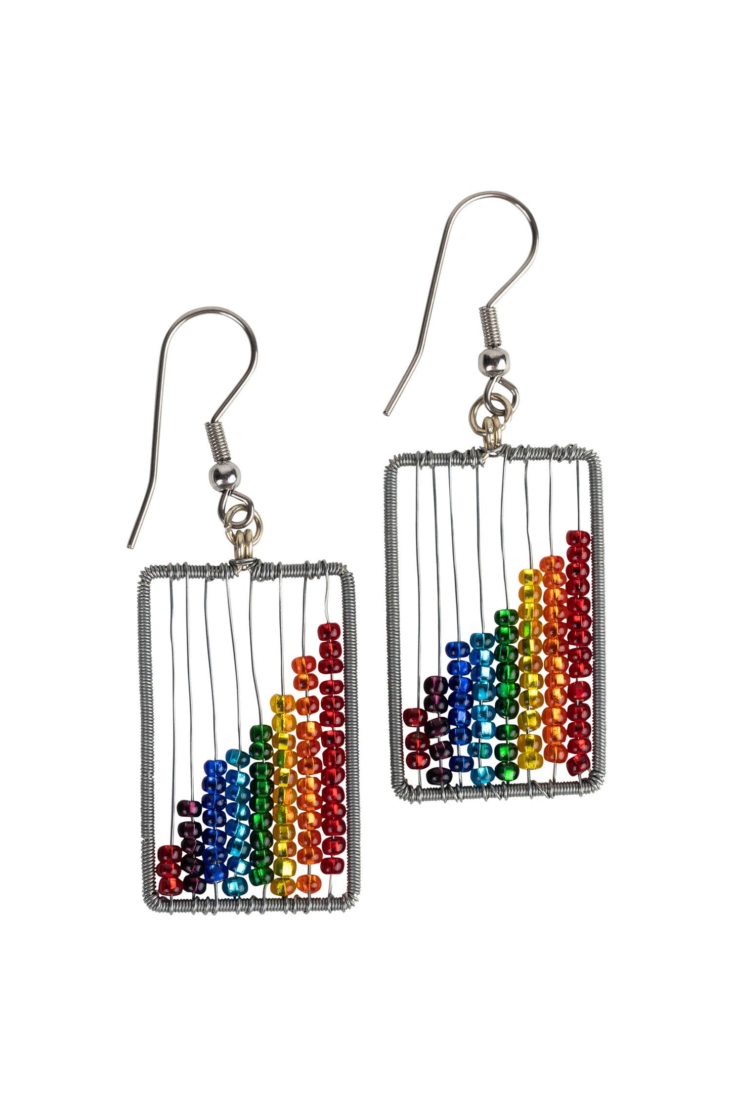 Earrings rainbow stripes wr/glass 2.25Lx.75W multi
