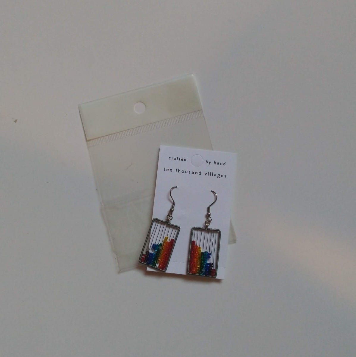 Earrings rainbow stripes wr/glass 2.25Lx.75W multi