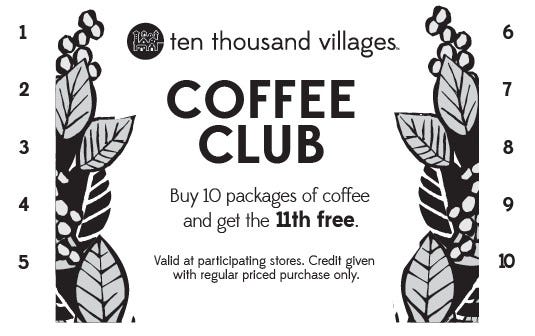 Coffee Club Card (pack 50)