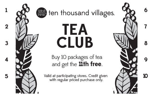 Tea Club Card (pack 50)