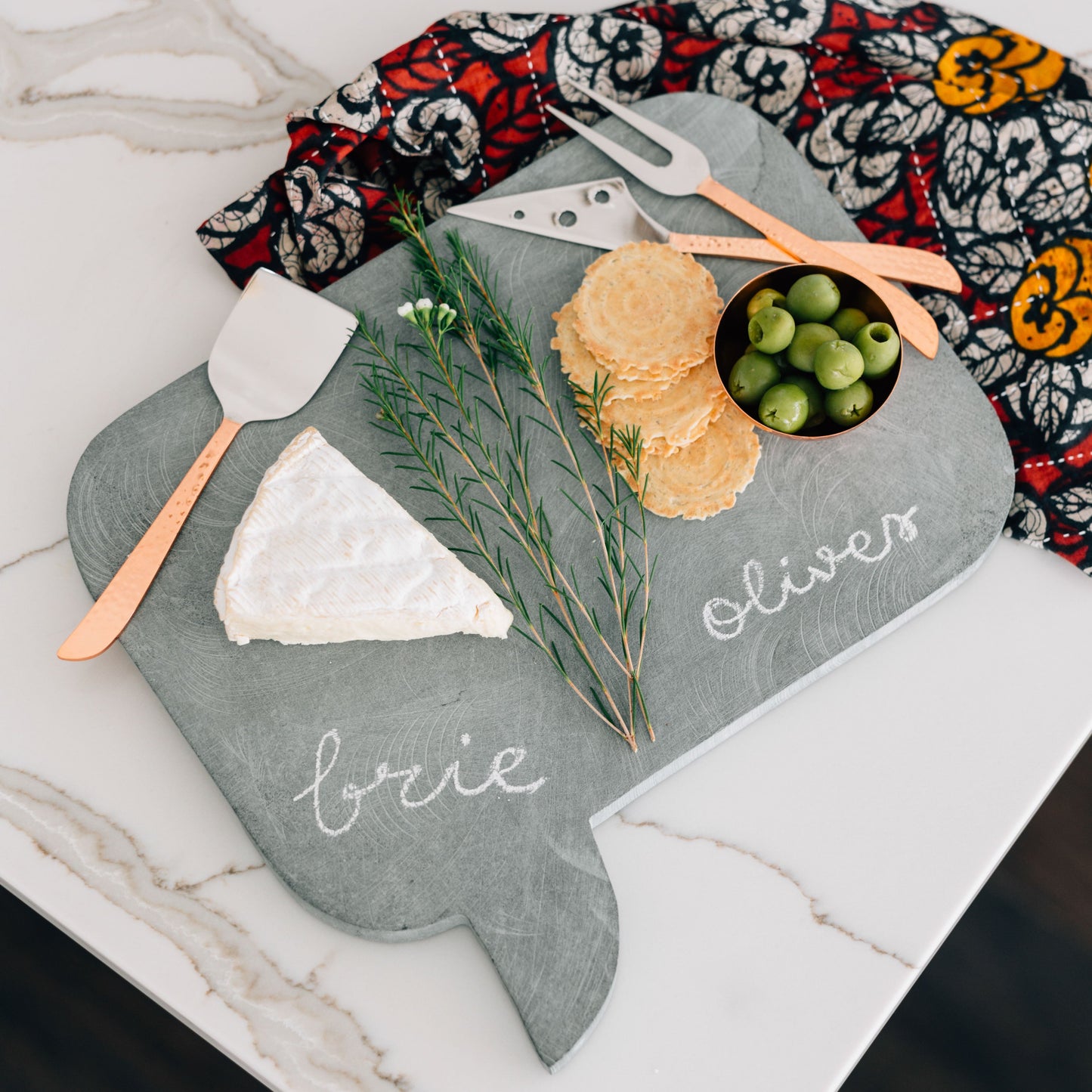 Serving tray speech bubble palewa stone 13x9 gray