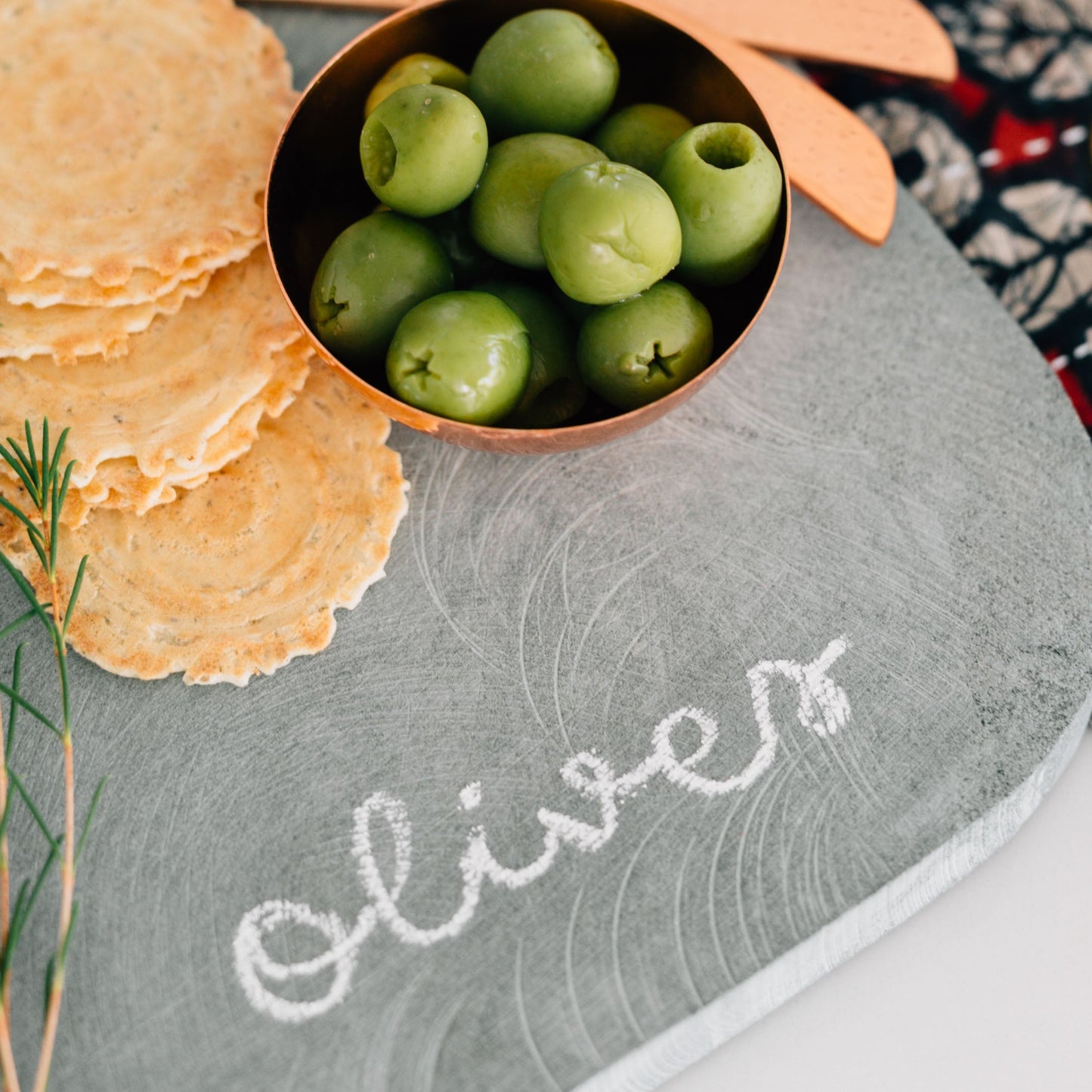 Serving tray speech bubble palewa stone 13x9 gray