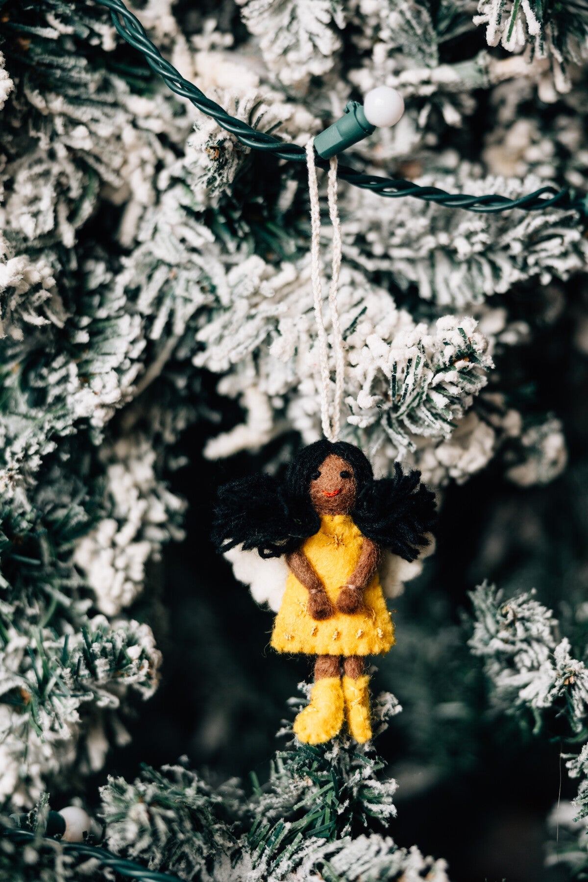 Ornament angel M/3 felt 3.5H yellow/black/white