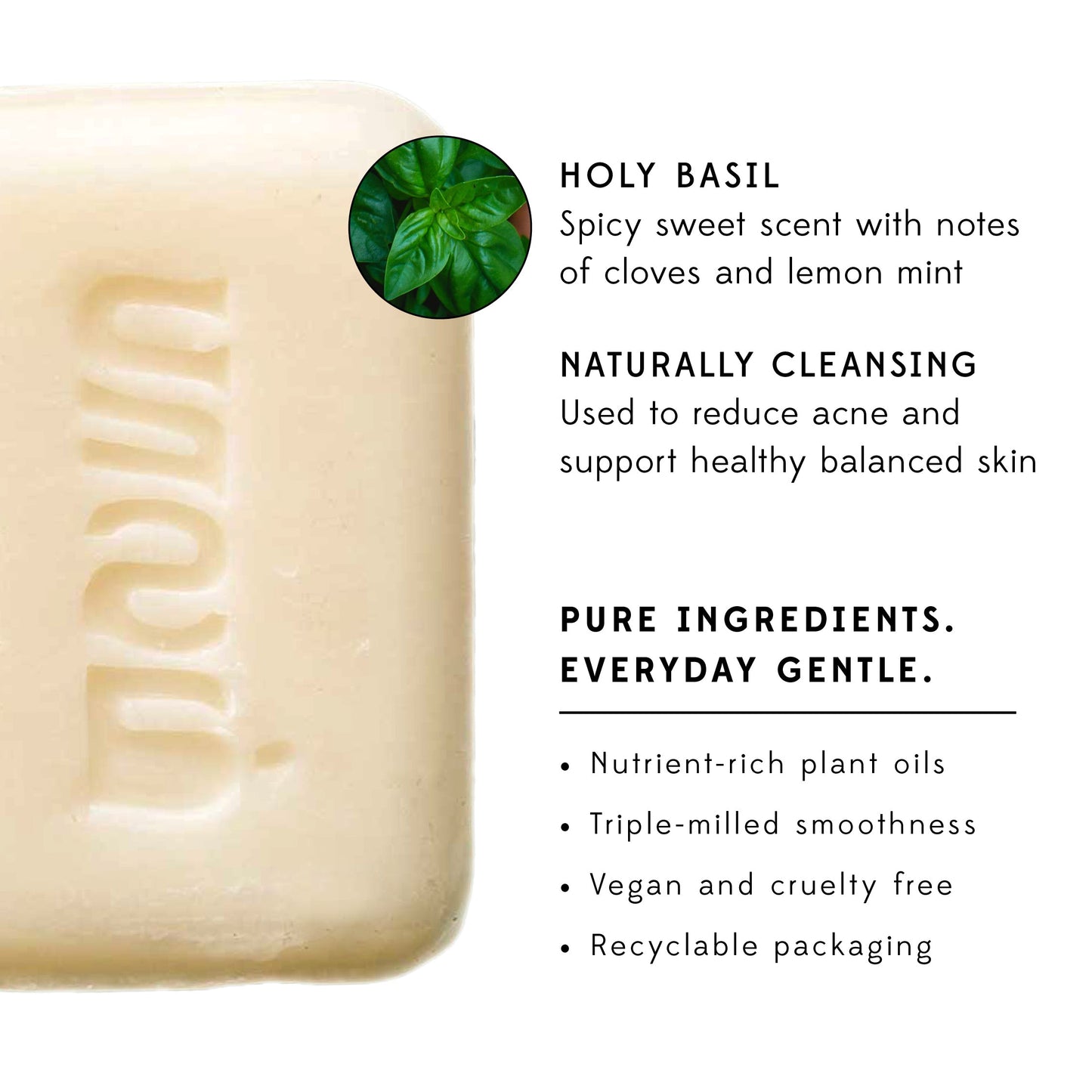 Soap holy basil M/5 3.2oz pale green/white