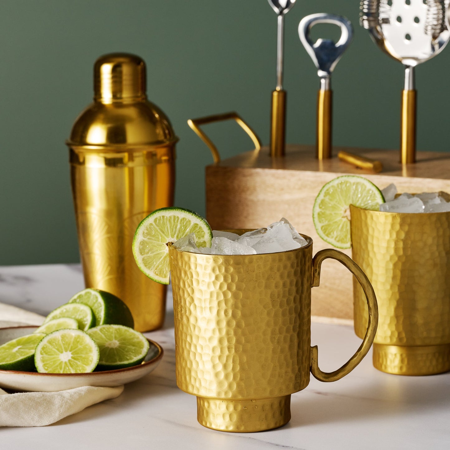 Mug mogul f/20oz hammered alum 3.5Dx4.75H brass